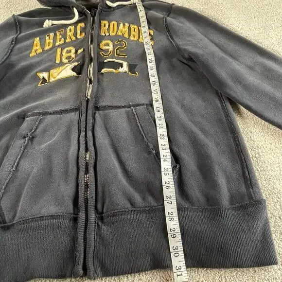 🔥Vintage Y2K Abercrombie & Fitch Spell out Faded Distressed Zip Up Mens Hoodie - Picture 16 of 16